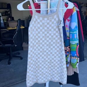 Girls Abercrombie Checkered Tan Dress